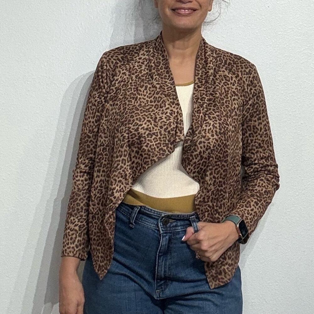 Bb Dakota Leopard Print Animal Instincts Faux-Suede Jacket